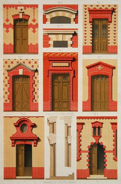 Desenhos para projeções e pedais em tijolo, ilustração de 