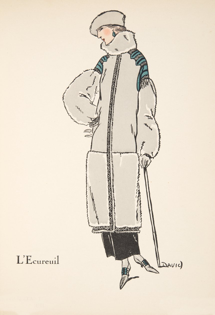 LEcureuil, de uma Coleção de Placas de Moda, 1922 (pochoir print) de David