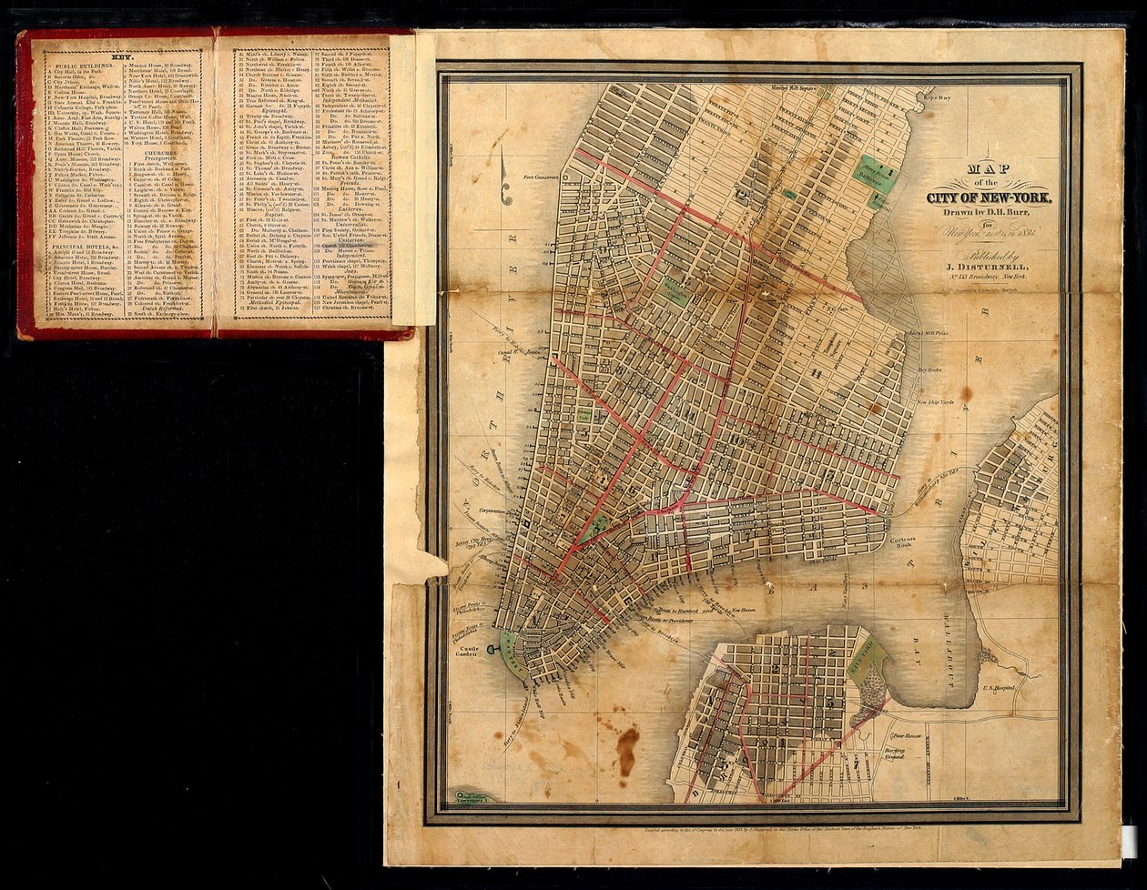 Mapa da cidade de Nova York, para Nova York como é em 1834, 1834 de David Burr
