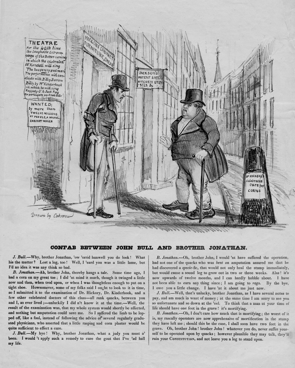 Confab entre John Bull e o irmão Jonathan, c.1836 de David Claypoole Johnston