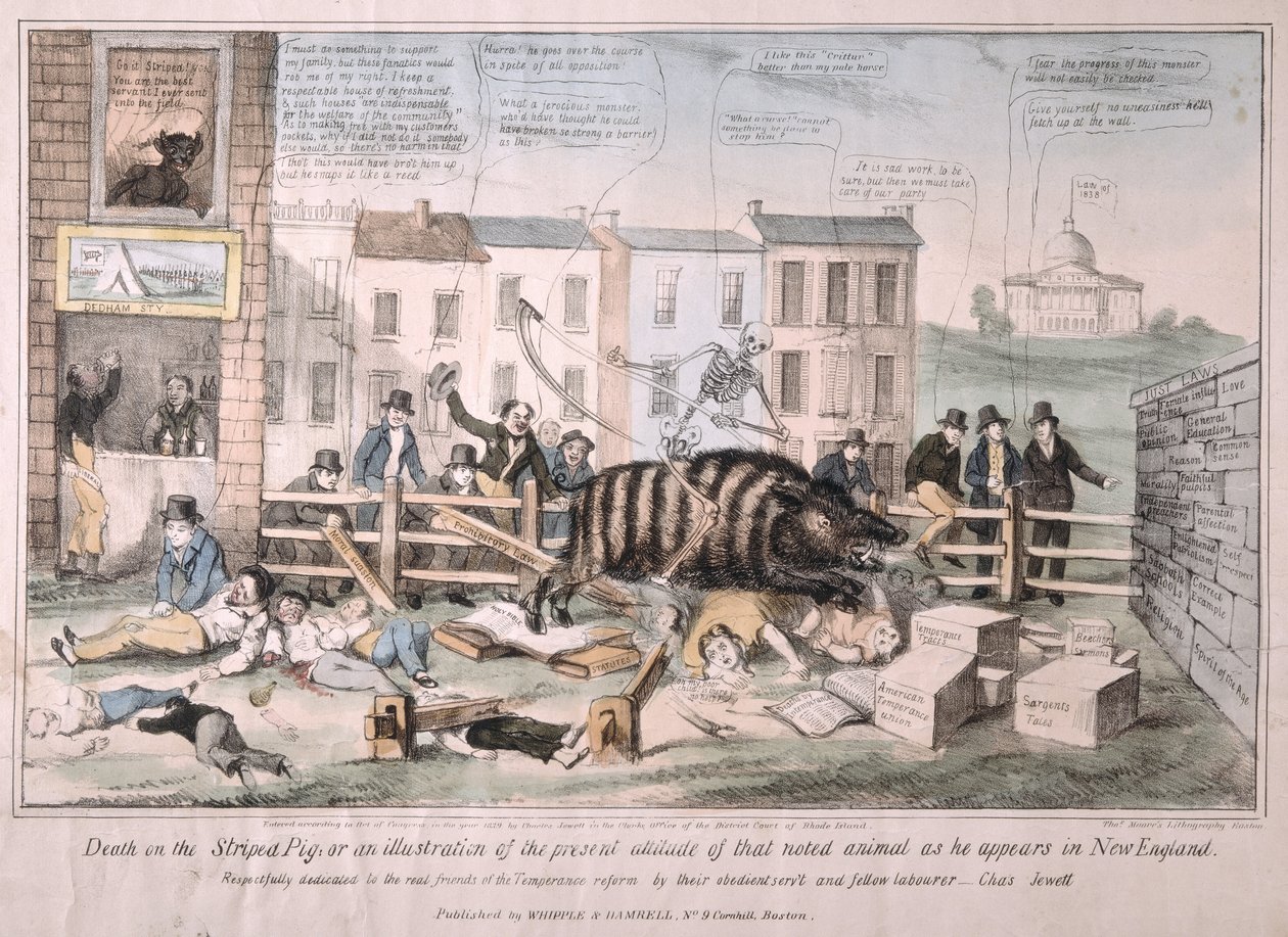 Morte no porco listrado, 1839 de David Claypoole Johnston