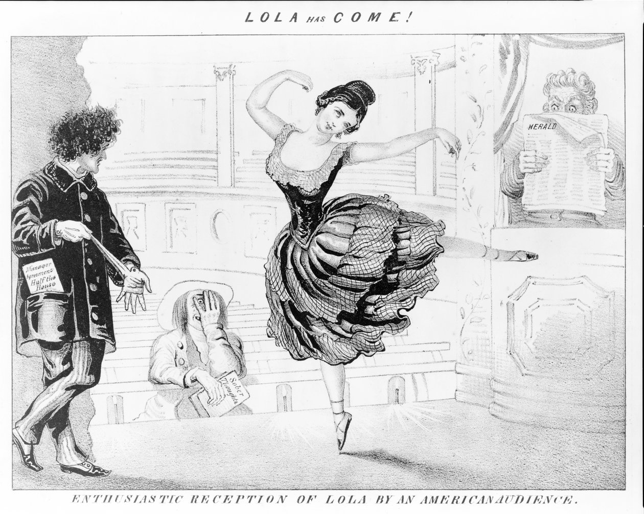 Lola chegou! Recepção entusiasta de Lola pelo público americano. de David Claypoole Johnston