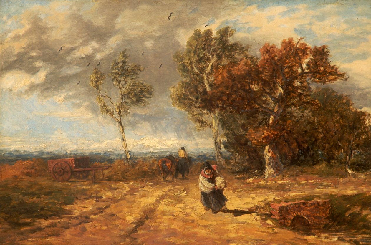 Uma estrada por um comum: dia ventoso, c.1840-59 de David Cox