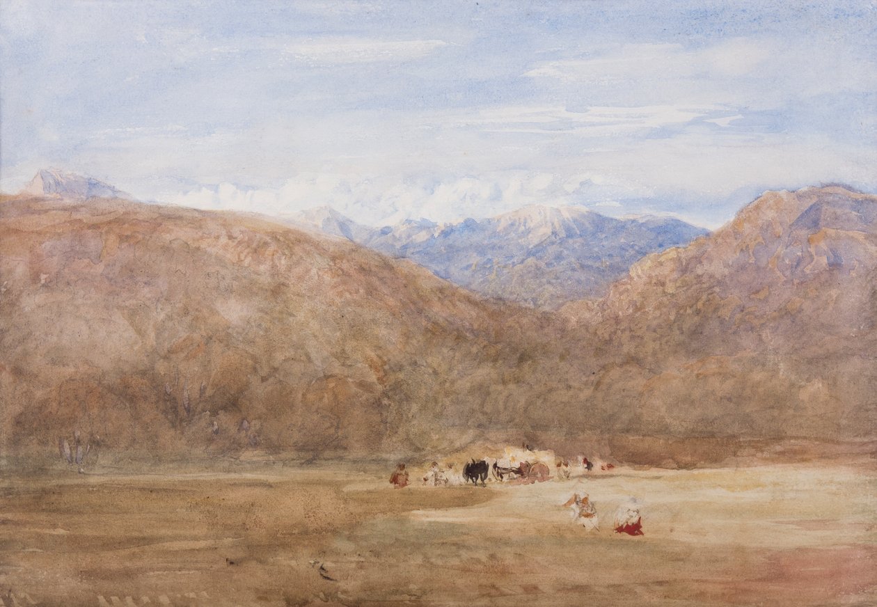 Cader Idris e Mynydd Moel de um prado no Mawwdach perto de Dolgellan, c.1840 (lápis e wc no papel) de David Cox