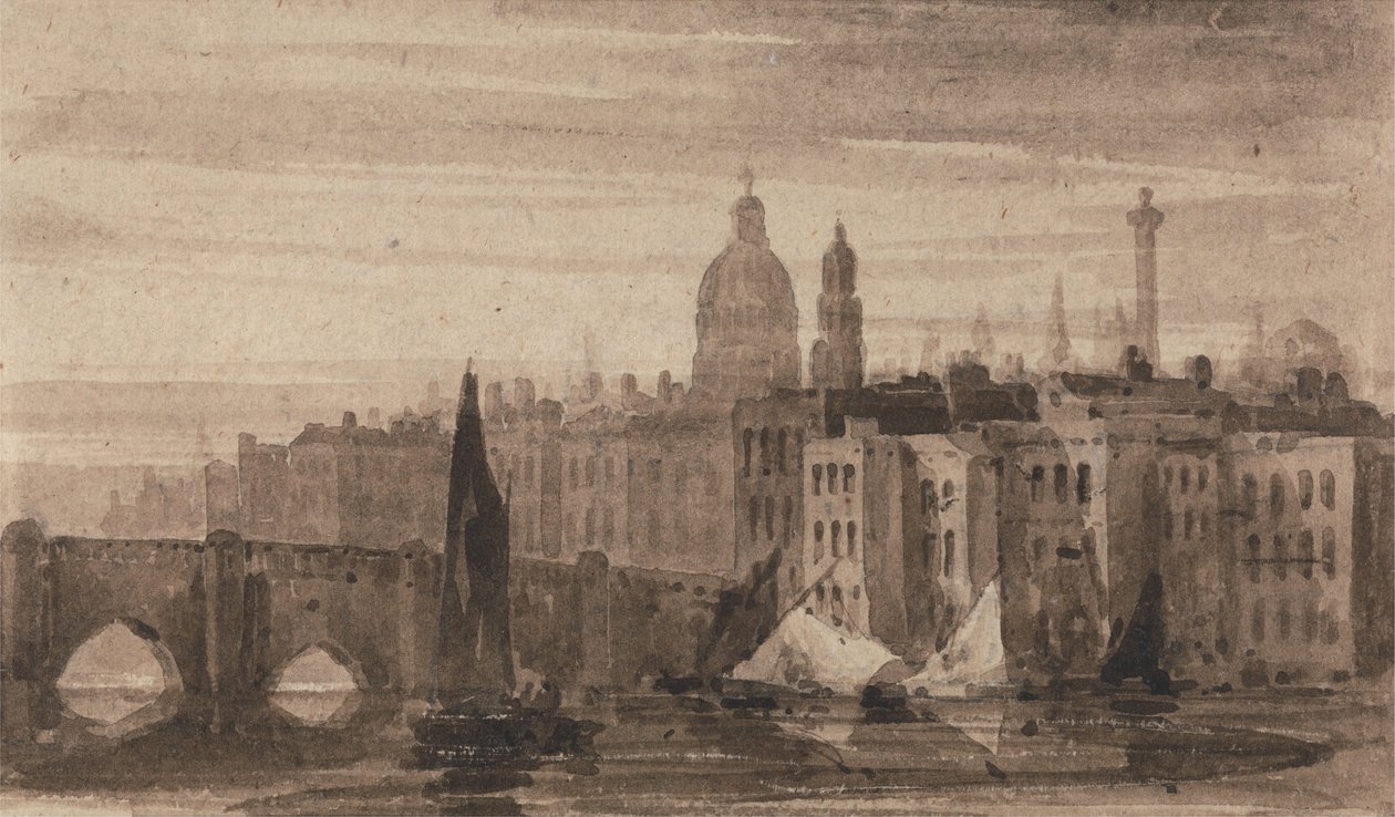 Antigas, ponte londres, e, st, pauls, catedral, de, a, thames de David Cox