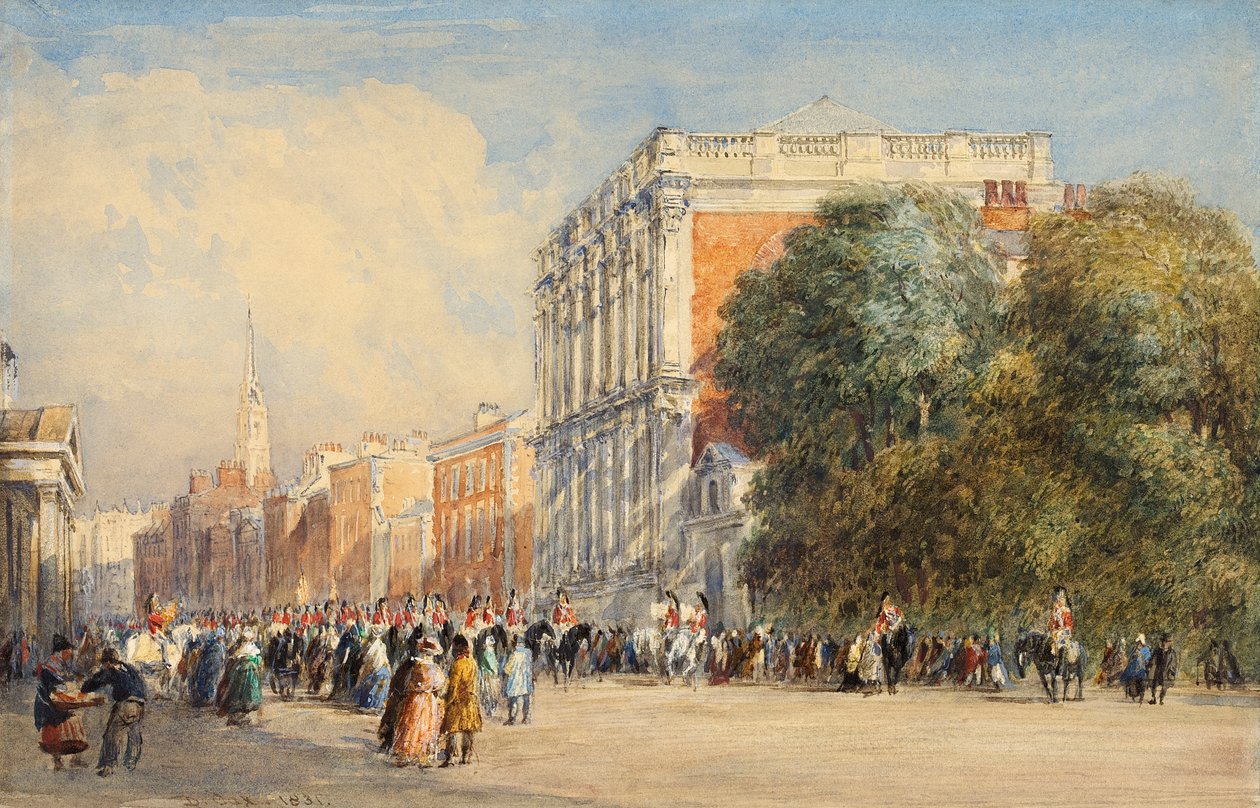 Old Whitehall com os guardas da vida, 1831 de David Cox