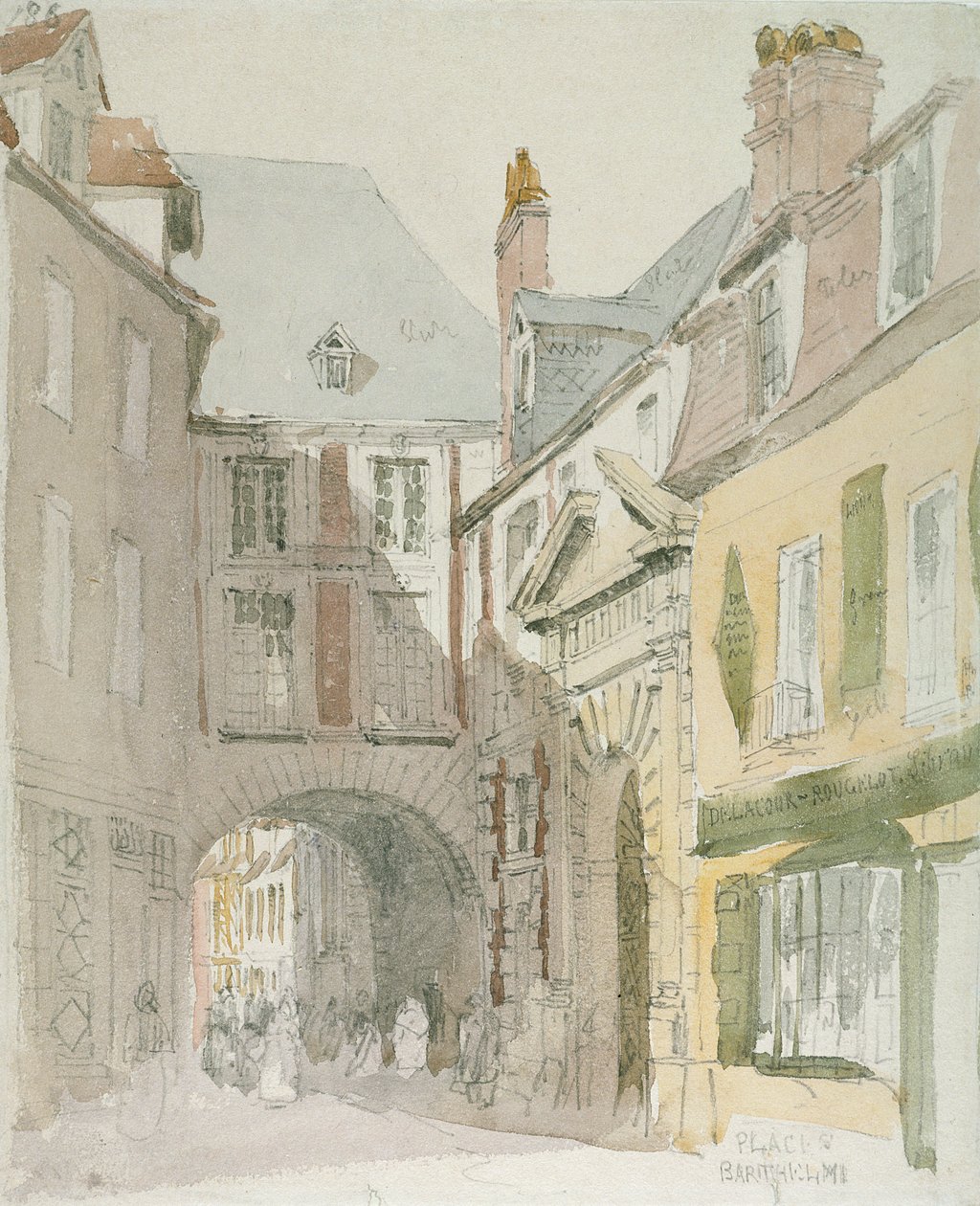 Coloque Barthelme, Paris, c.1829 (wc und cinza lave sobre lápis sobre papel) de David Cox