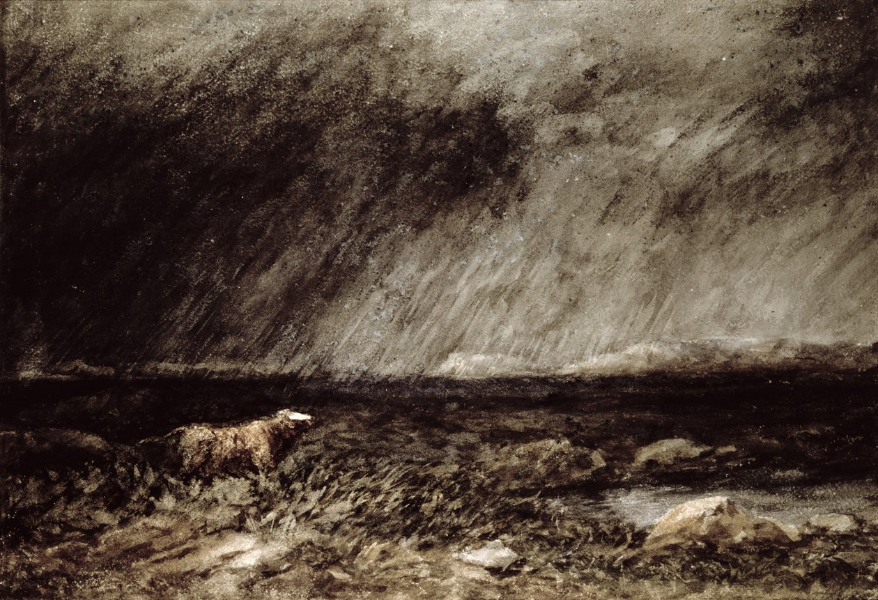 O Desafio aos Mouros, perto de Bettws-y-Coed, Norte do País de Gales, 1853, de David Cox