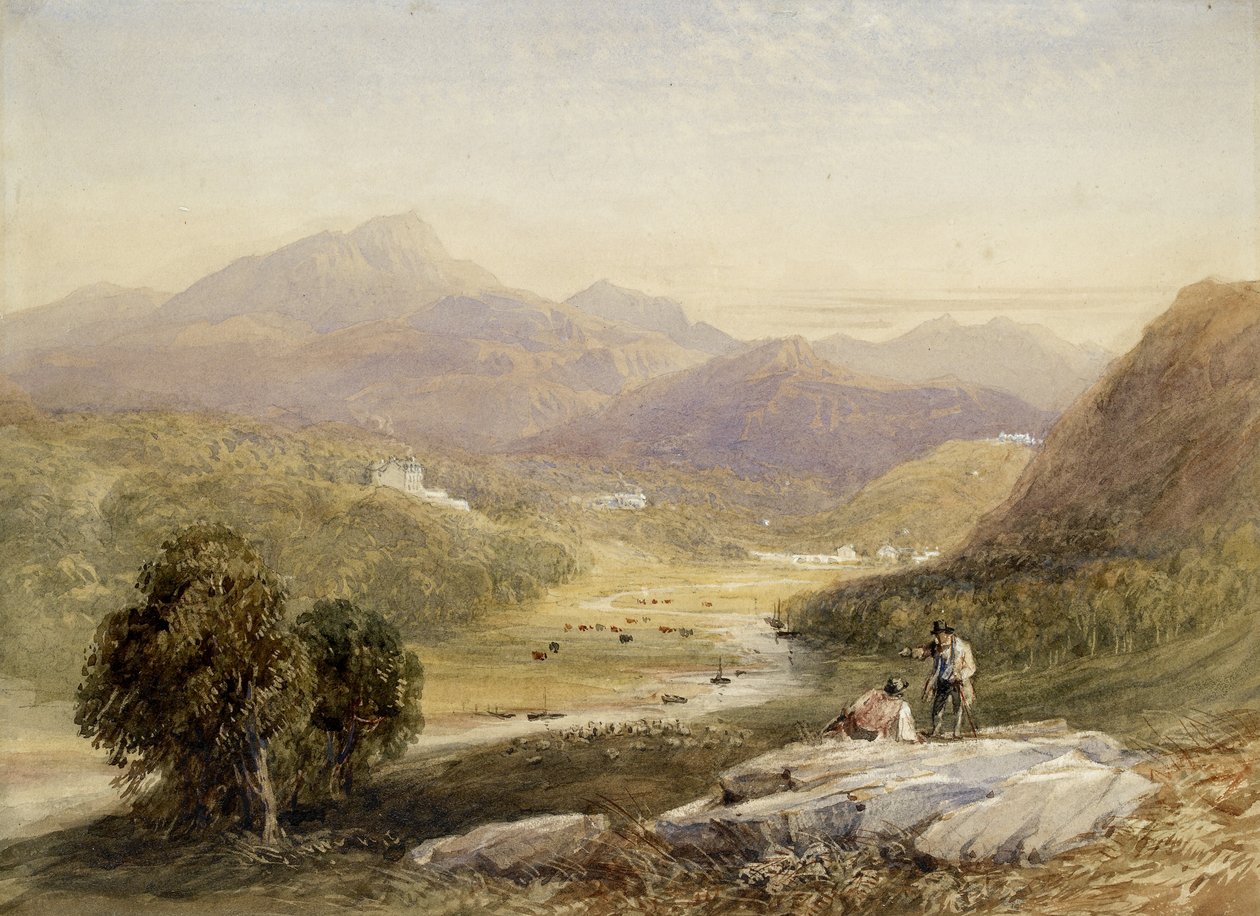 O Vale de Ffestiniog, Merionethshire (aguarela sobre papel) de David Cox