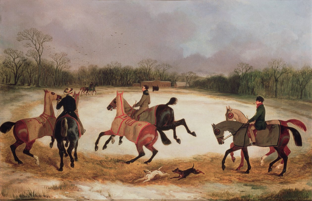 Noivos, exercitando cavalos de corrida de David of York Dalby