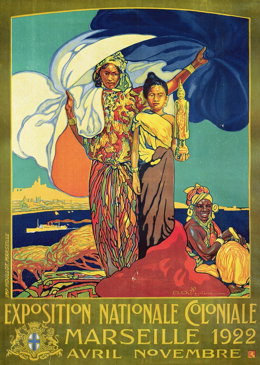 Cartaz publicitário &39;Exposição Colônia Nacional&39;, Marselha, abril a novembro de 1922 de David Dellepiane