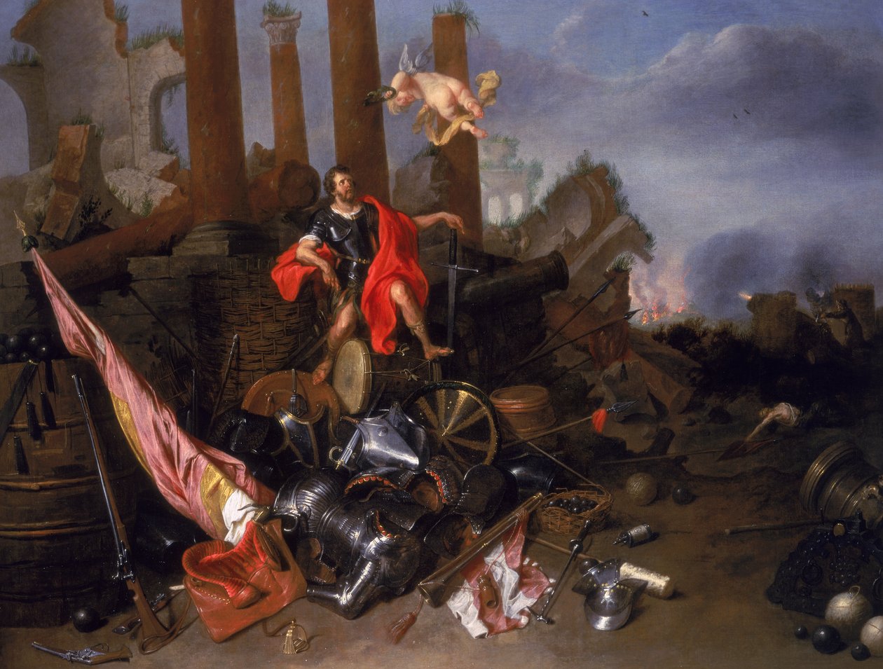 Uma Alegoria da Guerra com Vincenzo Gonzaga I (d.1612) de David III Ryckaert