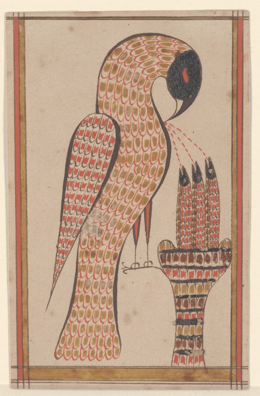 Pelicano em sua piedade, pintura de Fraktur, c.1810 (pena e tinta com wc no papel) de David Kulp