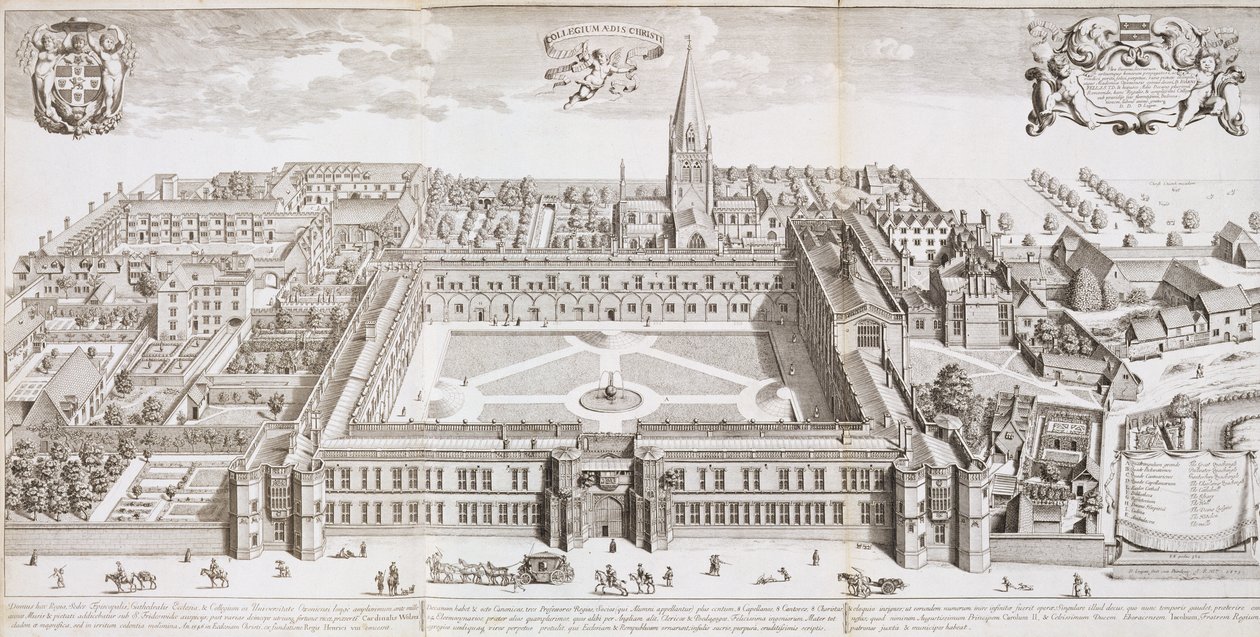 Christ Church College, Oxford, de &39;Oxonia Illustrated&39;, publicado em 1675 de David Loggan