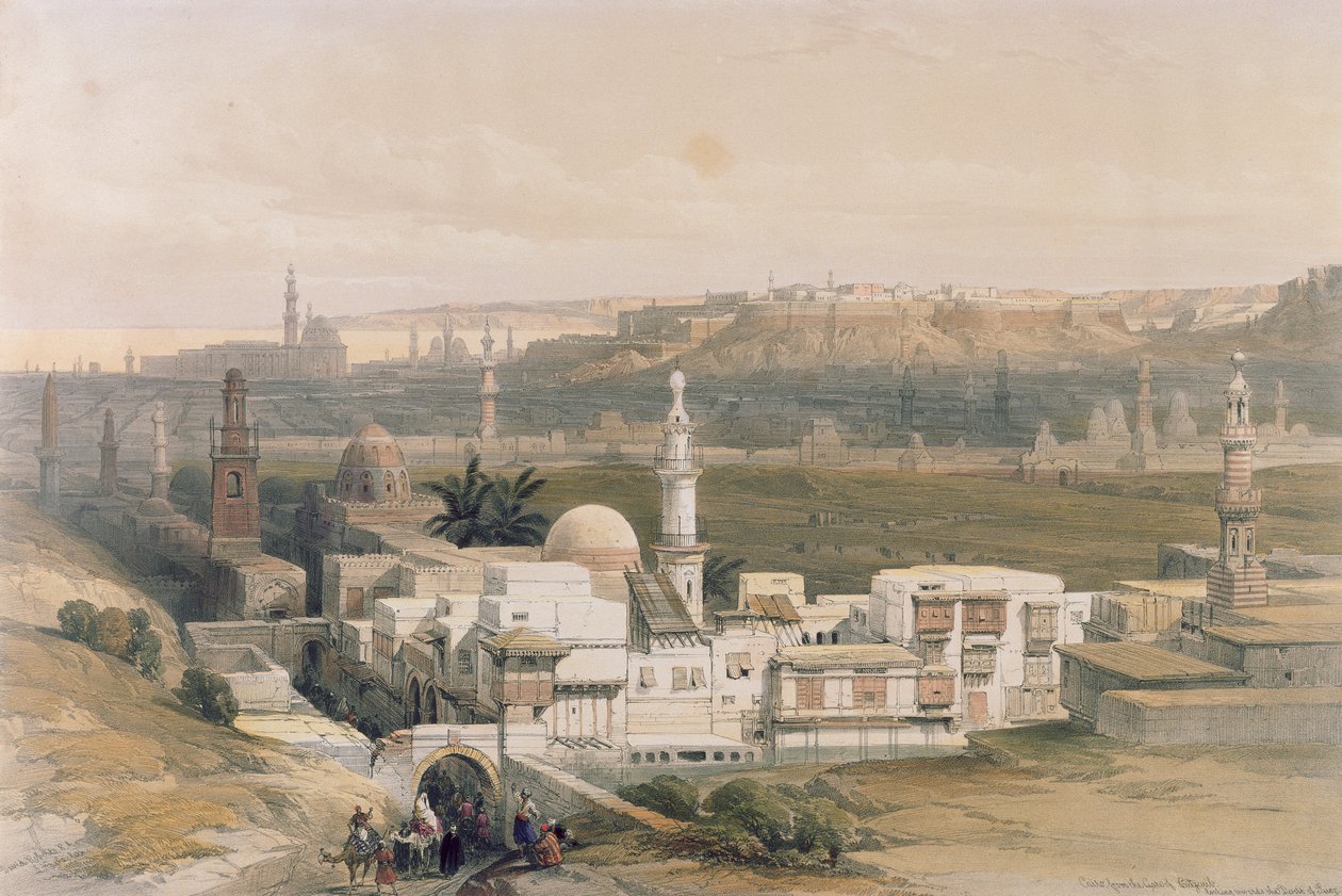 Cairo do Portão do Cidadão, olhando para o Deserto de Suez, do Egito e da Núbia, Vol. 3 de David Roberts