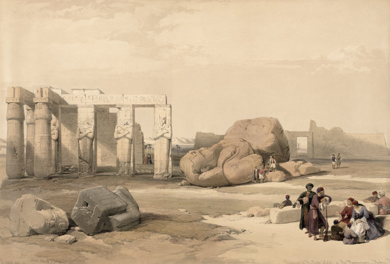 Fragmentos do Grande Colosso de Memnonium, Tebas, do Egito e da Núbia, Vol.1 de David Roberts