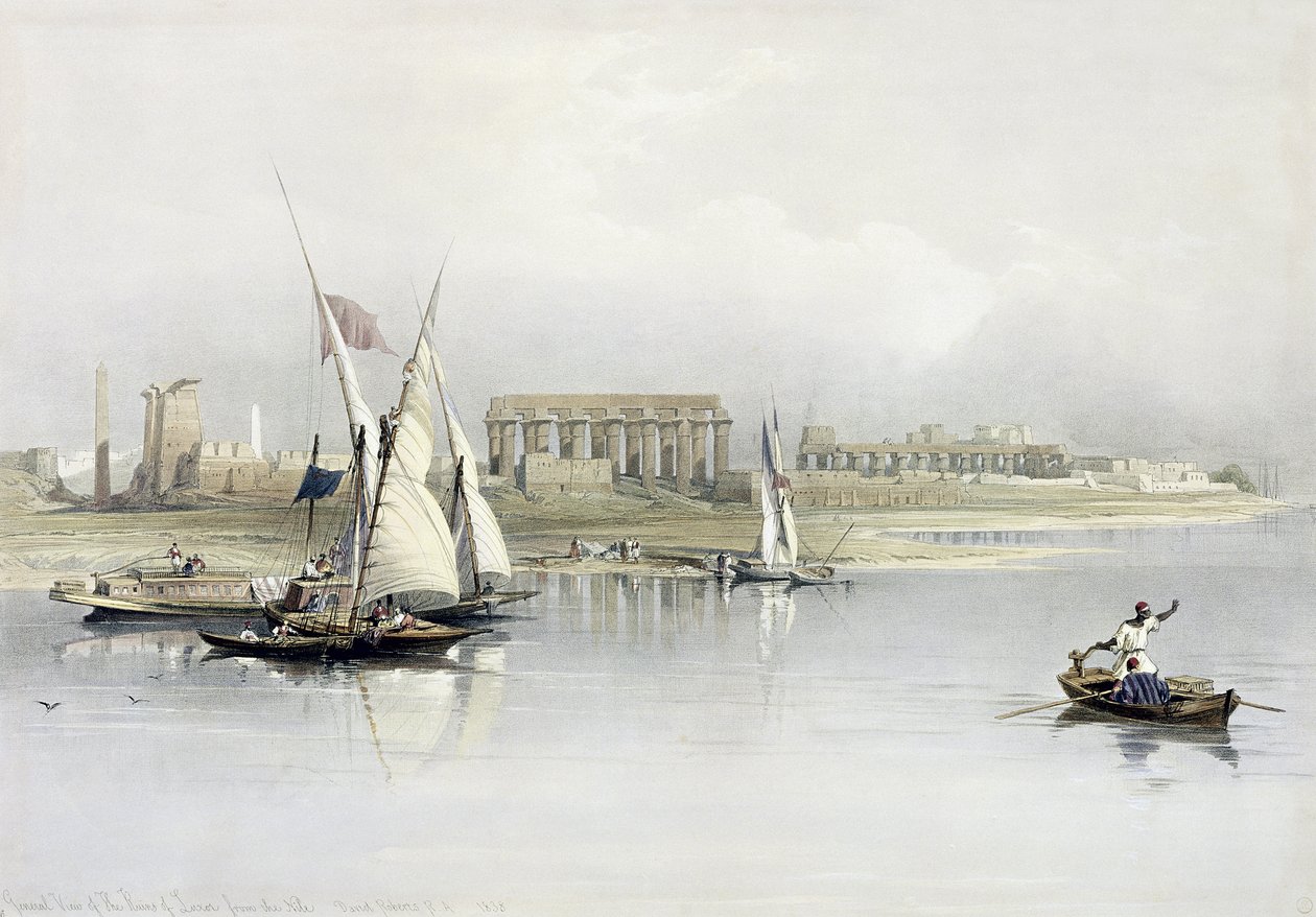 Vista Geral das Ruínas de Luxor do Nilo, do Egito e da Núbia, Vol.1 de David Roberts