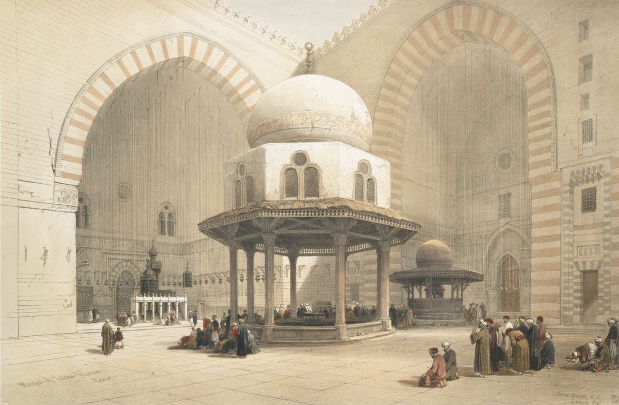 Interior da Mesquita do Sultão El Ghoree, Cairo, do Egito e da Núbia, Vol. 3 de David Roberts