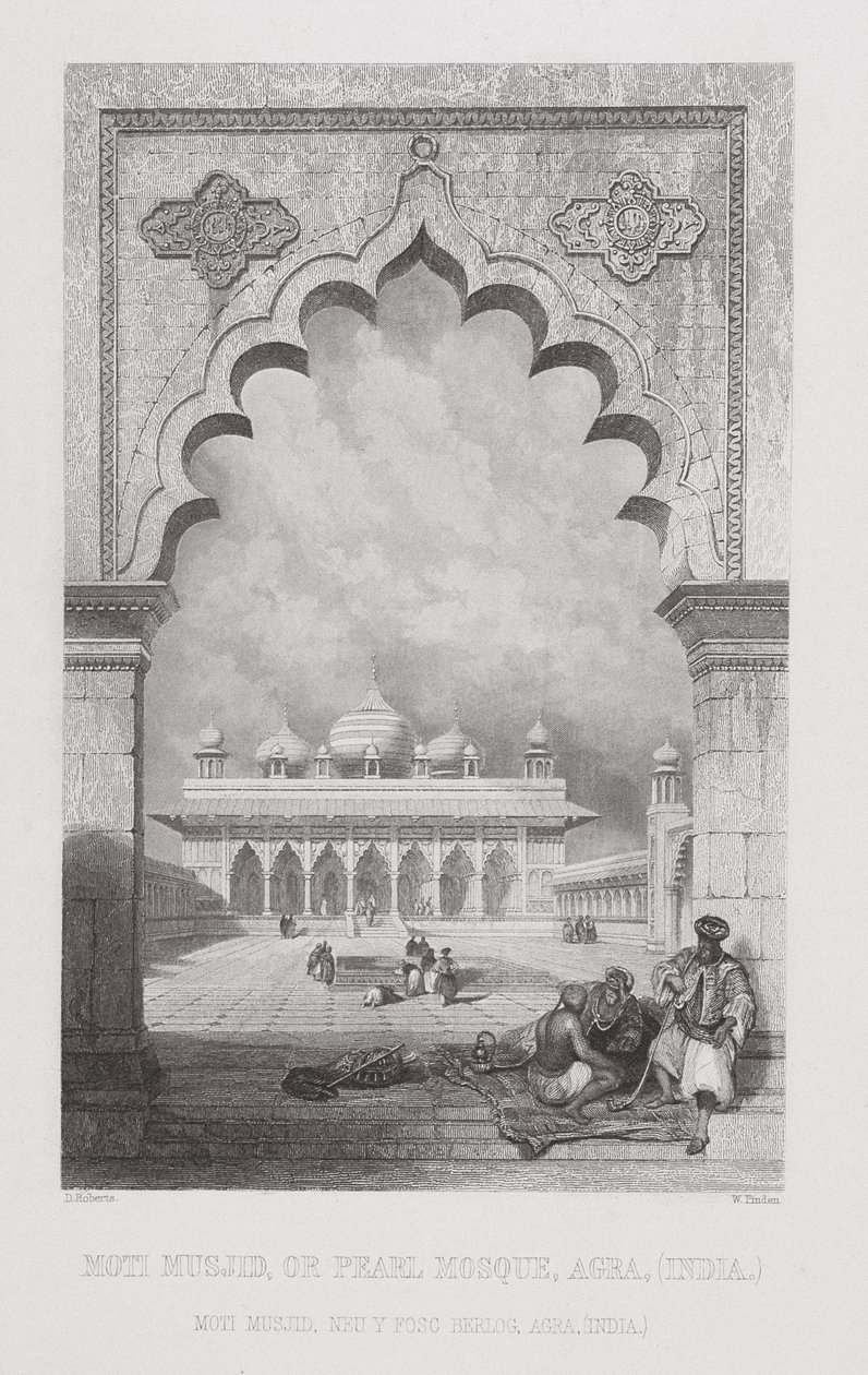 Moti Musjid, ou Mesquita Pérola, Agra, Índia, gravada por W. Finden, de &39;World Religion&39;, publicado por A. Fullarton und Co. de David Roberts