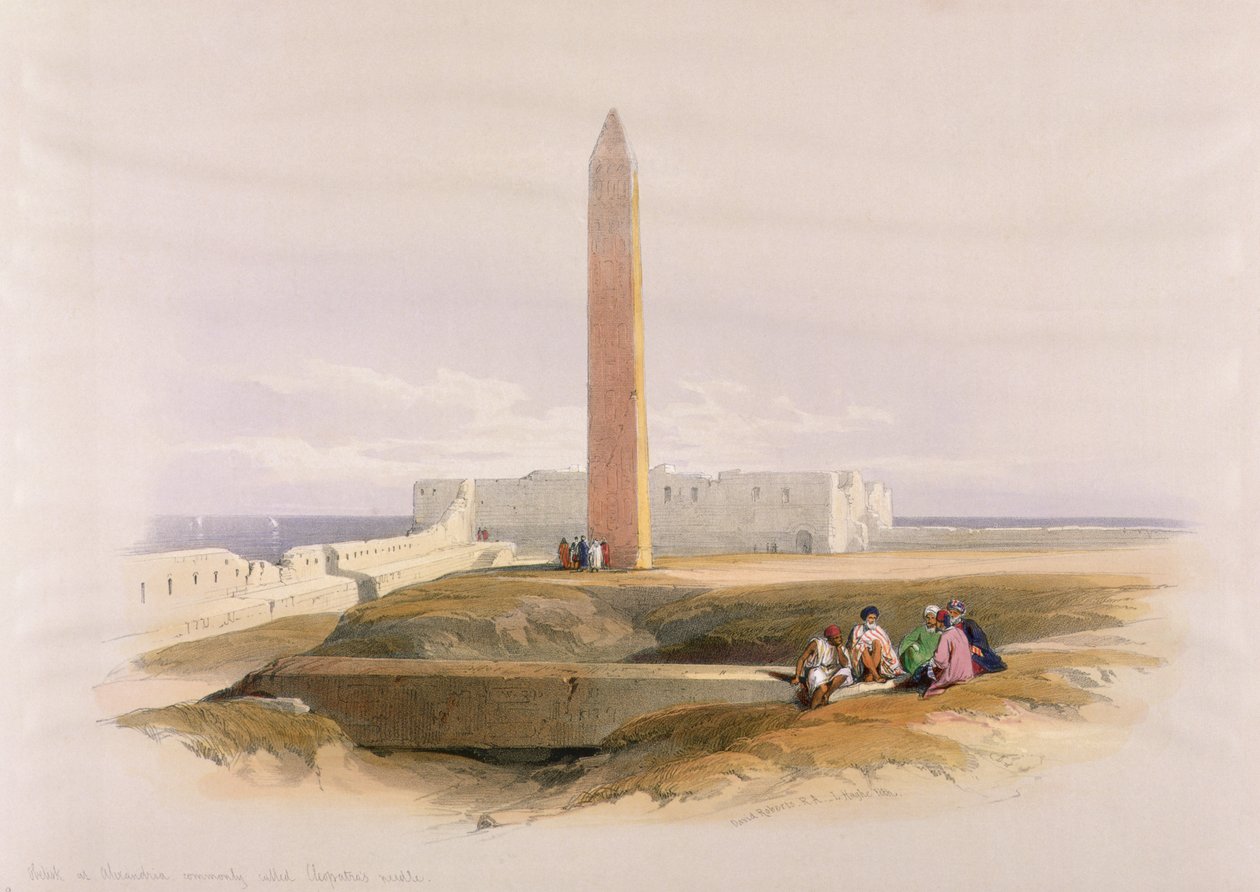Obelisco em Alexandria, comumente chamado de agulha de Cleópatra, do Egito e Nubia, Vol.1 de David Roberts