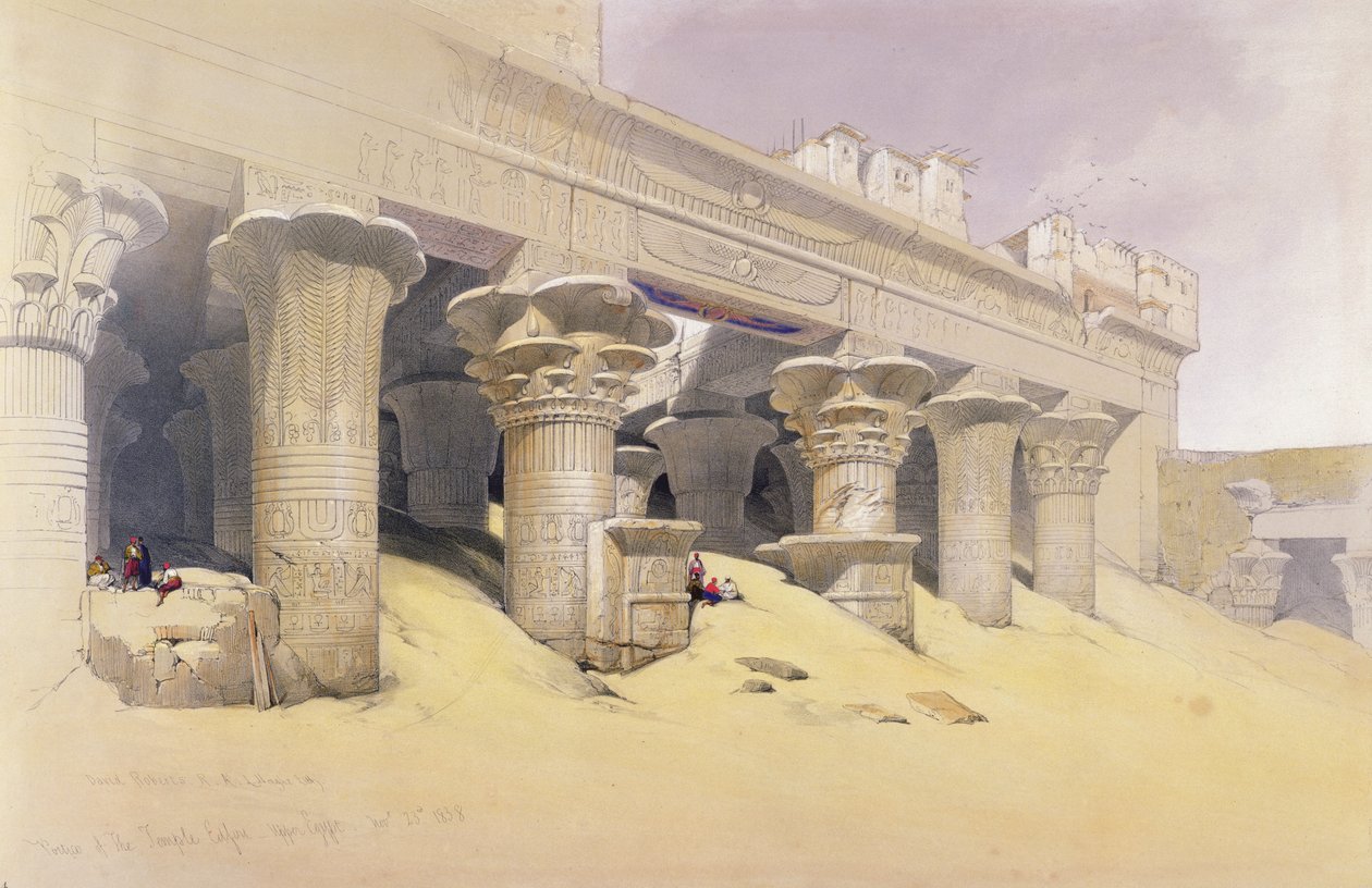 Pórtico do Templo de Edfu, Alto Egito, do Egito e da Núbia, Vol.1 de David Roberts