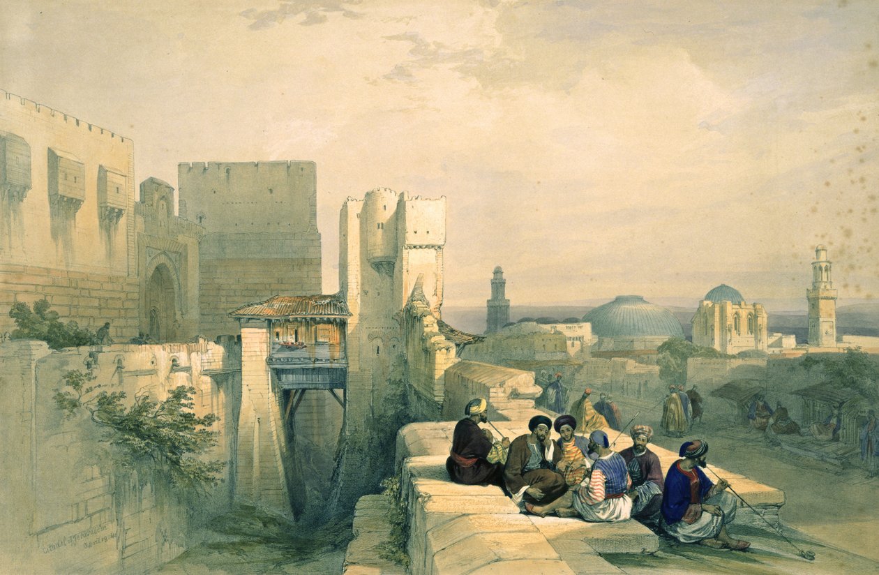A Cidadela de Jerusalém, 19 de abril de 1841, prato 24 do Volume I de &39;The Holy Land&39;, gravado por Louis Haghe (1806-85) pub. 1842 de David Roberts