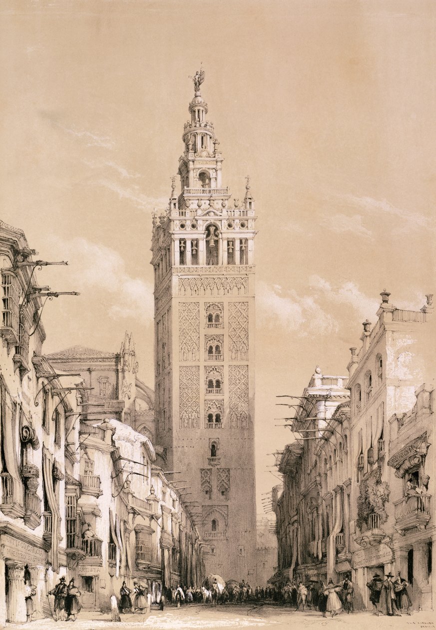 A Giralda, Sevilha, de &39;Pitorescos esboços na Espanha&39;, c.1832-33 de David Roberts