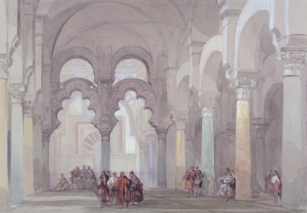 A Mesquita de Córdoba, 1833 (wc com guache sobre grafite sobre papel) de David Roberts
