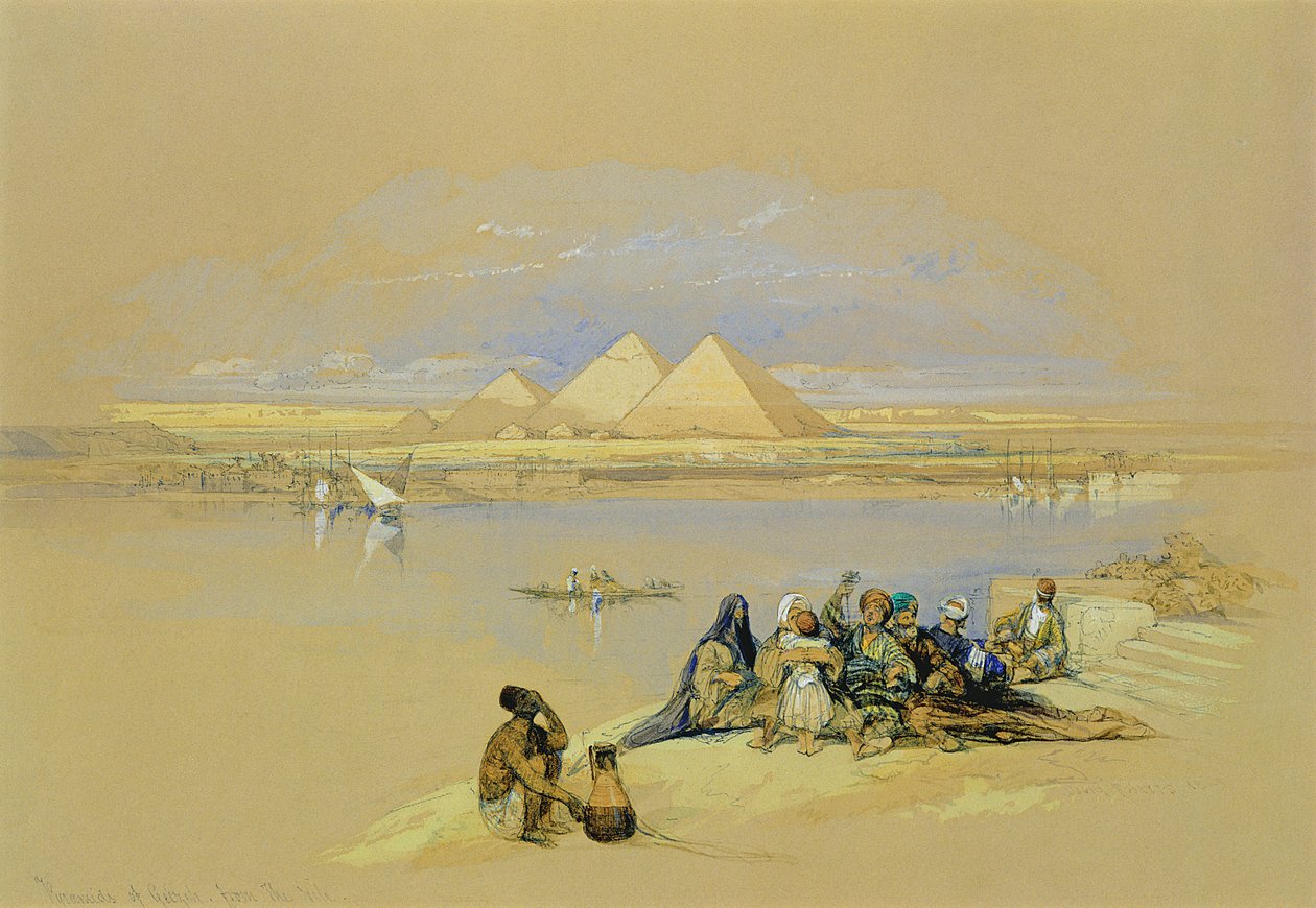 As pirâmides de Gizé, perto do Cairo de David Roberts
