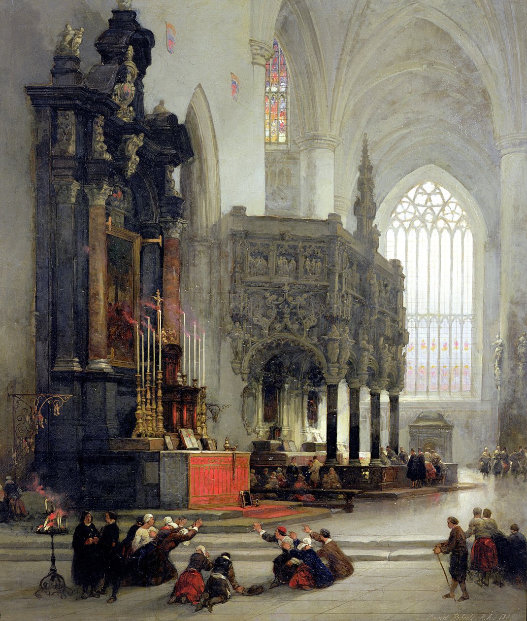 O Santuário de St. Gomar em Lierre, Bélgica, 1849 de David Roberts