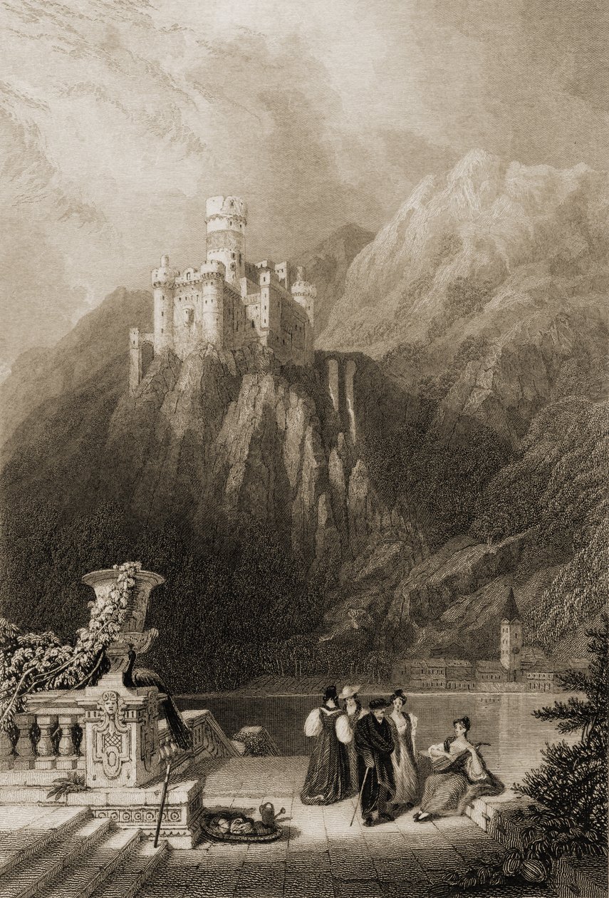 Castelo de Thurnburg, gravado por JT Willmore, ilustração de &39;Os peregrinos do Reno&39; publicado em 1840 de David Roberts