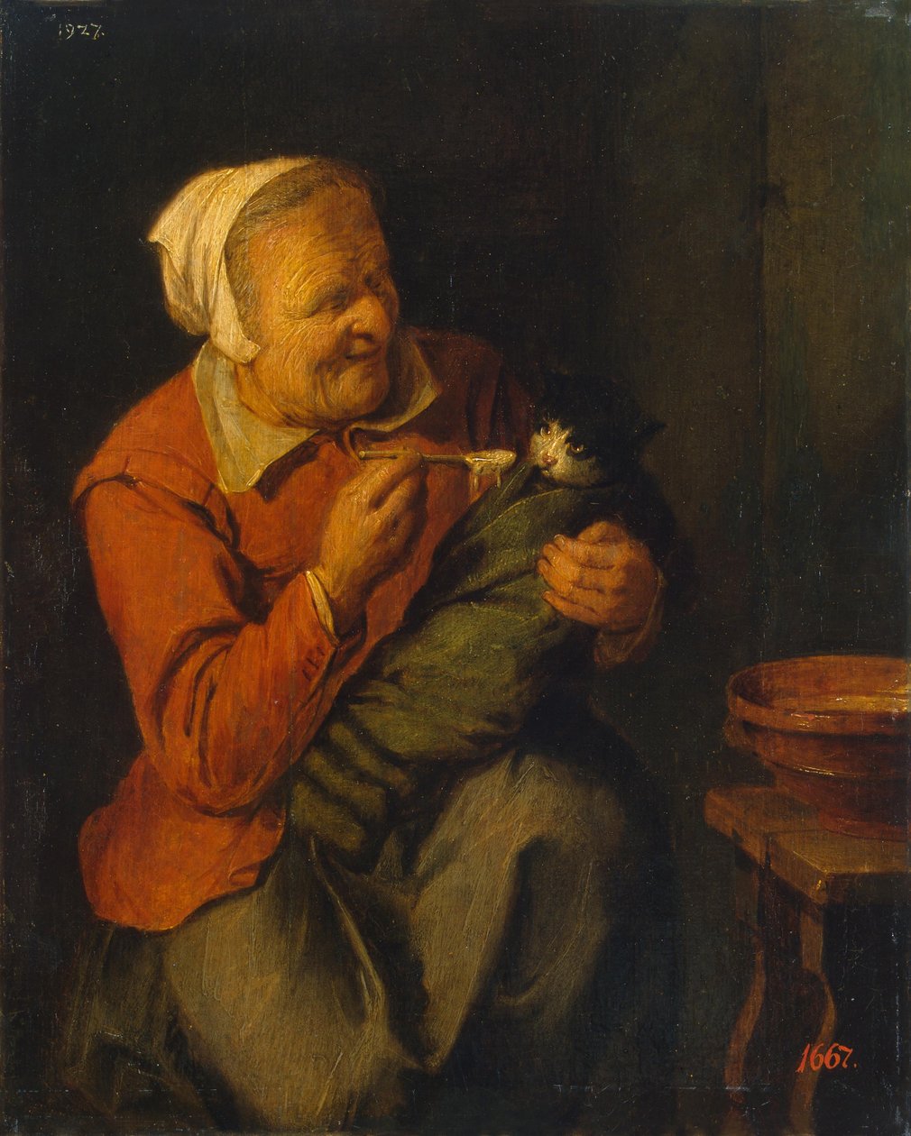 Camponesa com um gato de David Ryckaert