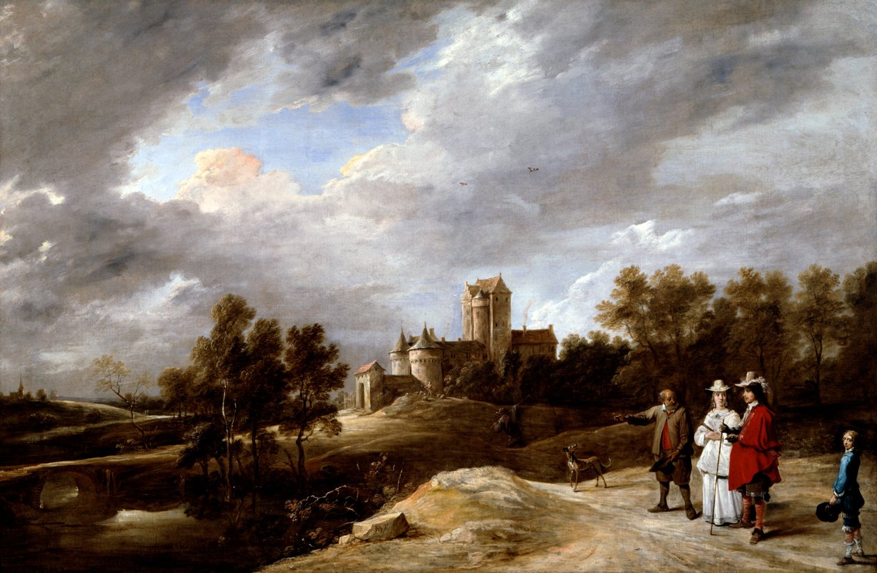 Um castelo e seus proprietários de David Teniers the Younger