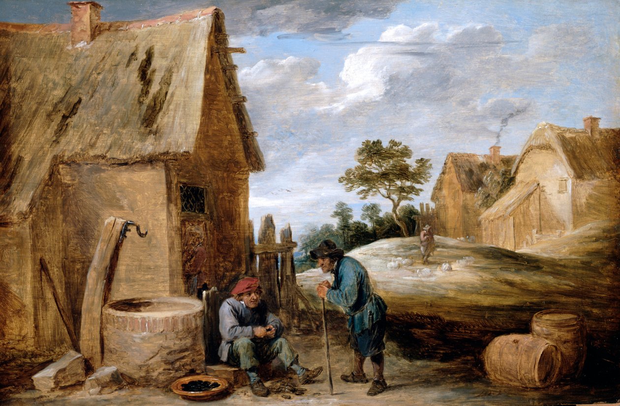 Um, camponês, comendo, mexilhões de David Teniers the Younger