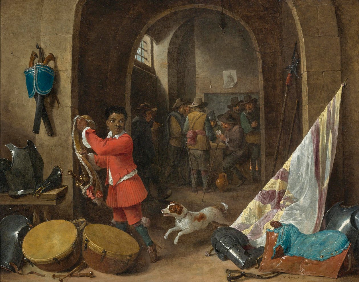 Um interior da sala de guarda de David Teniers the Younger