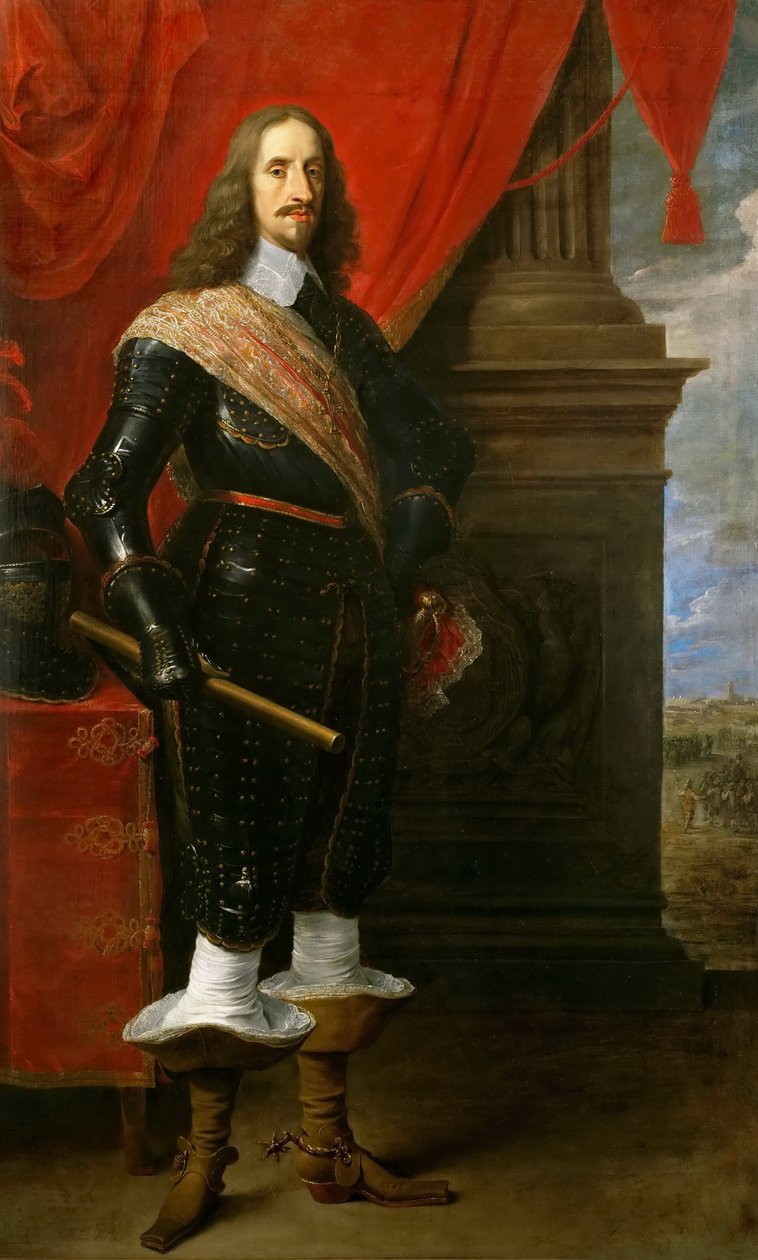 Arquiduque Leopold Wilhelm, com o cerco de Gravelingen no fundo de David Teniers the Younger