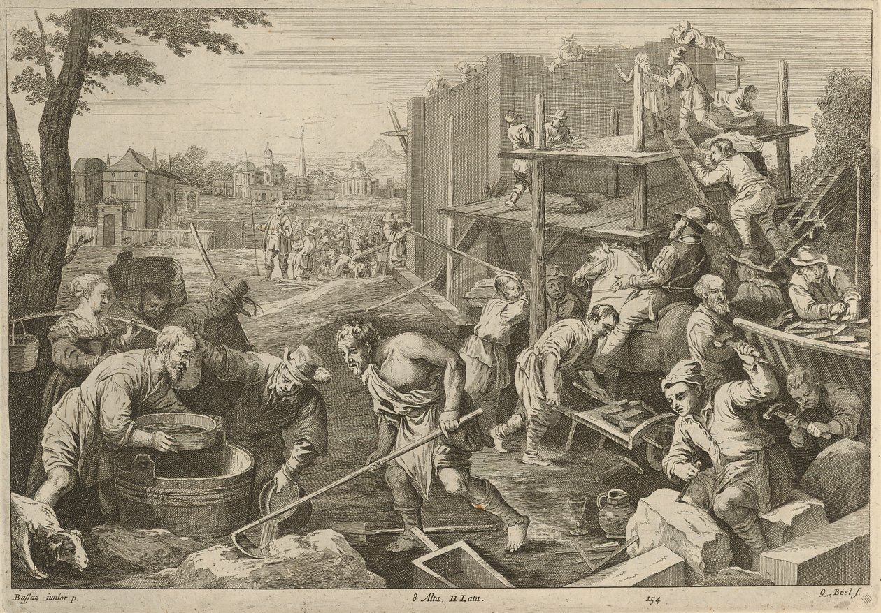 Construindo uma torre de David Teniers the Younger