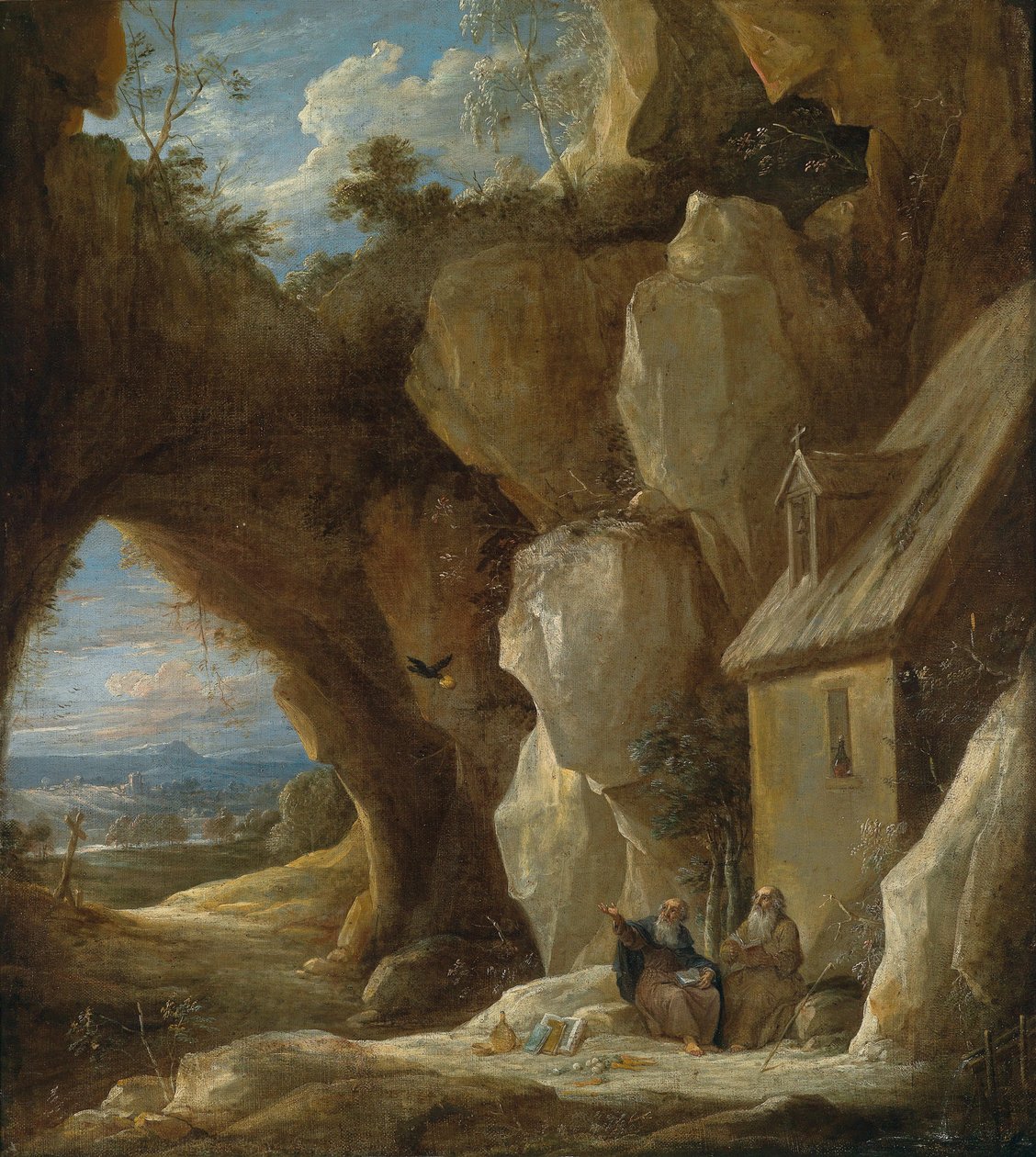 Santos Antônio e Paulo no deserto de David Teniers the Younger