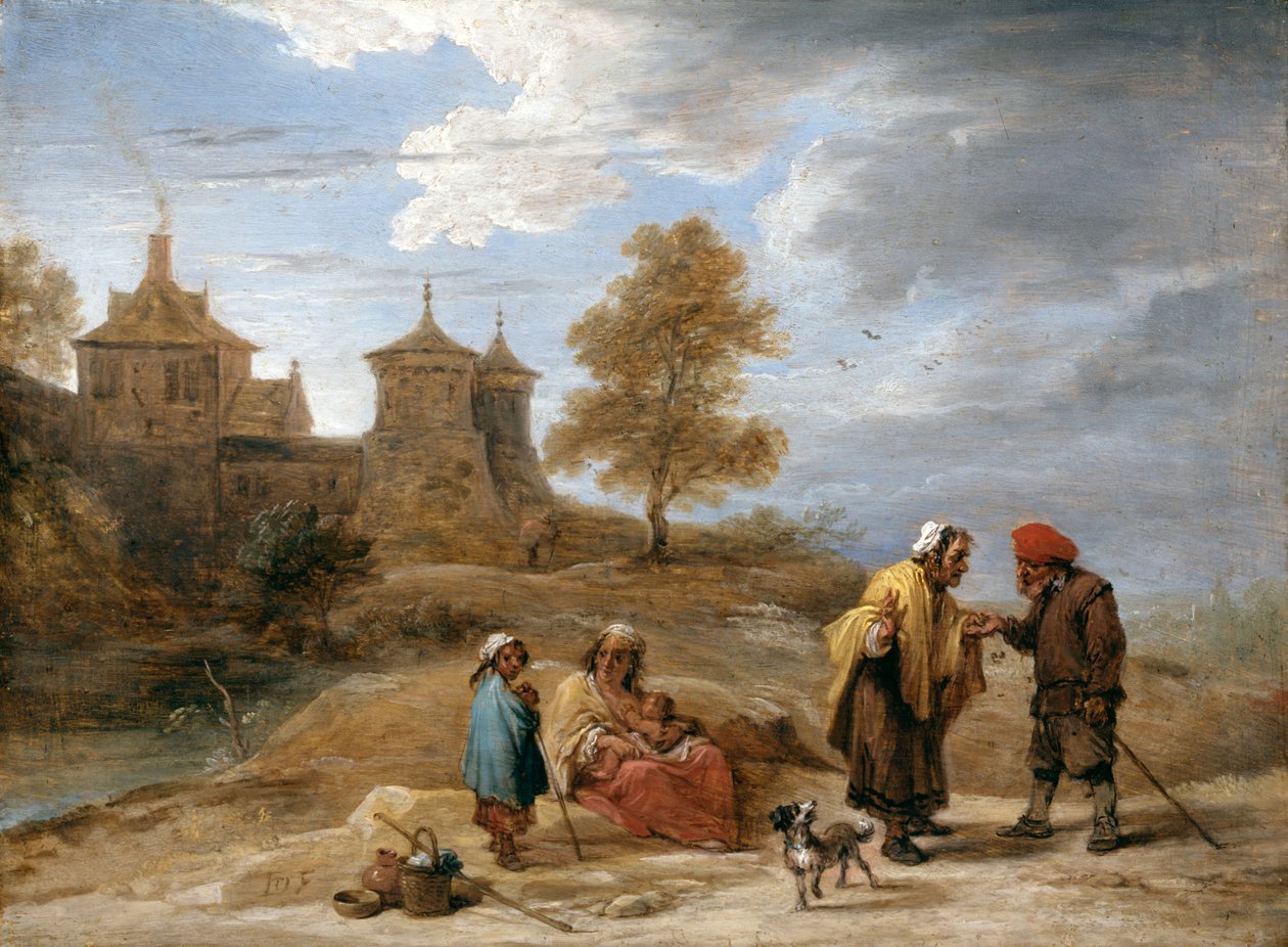 Ciganos em uma paisagem de David Teniers the Younger