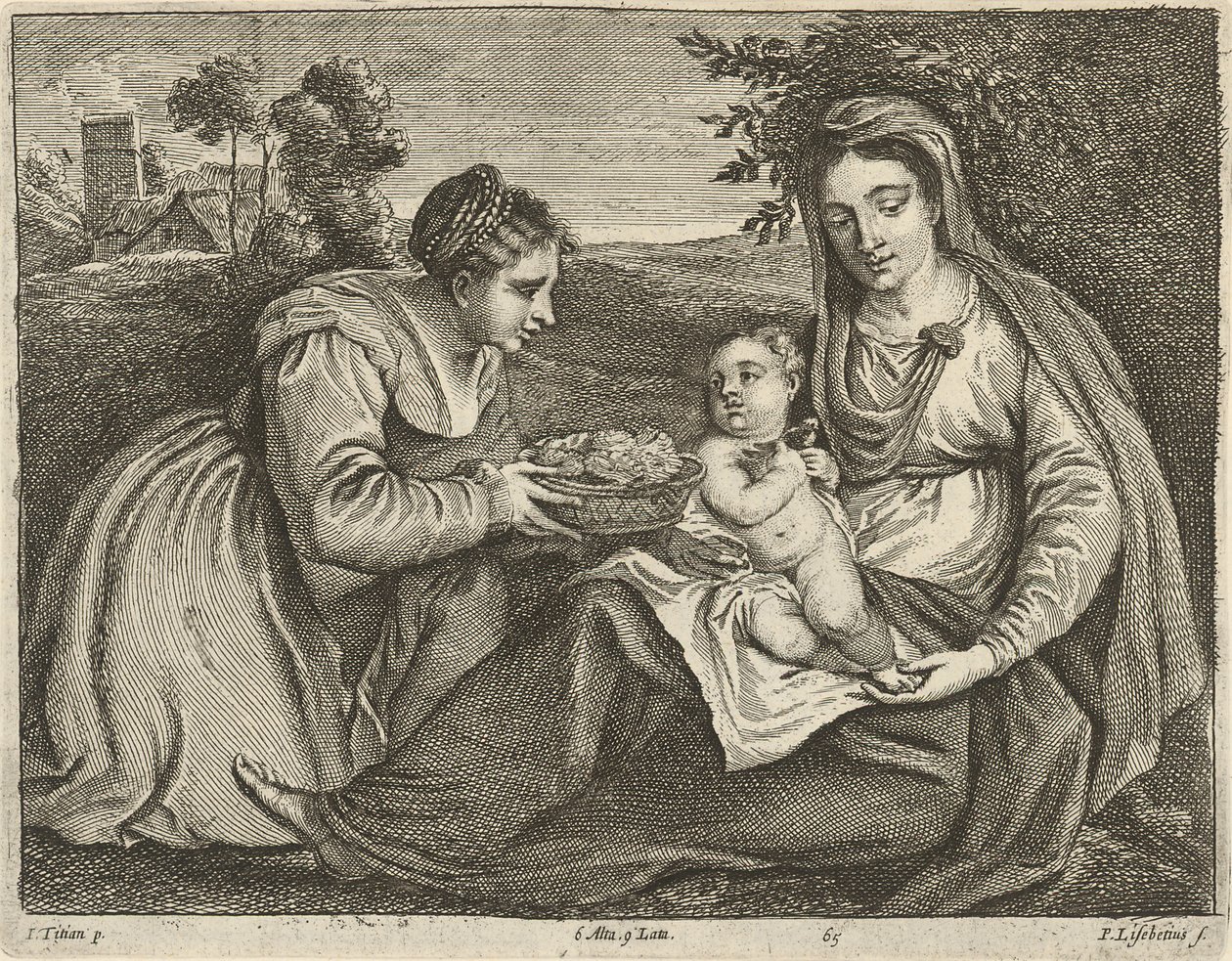 Madonna e criança com Santa Dorothy de David Teniers the Younger