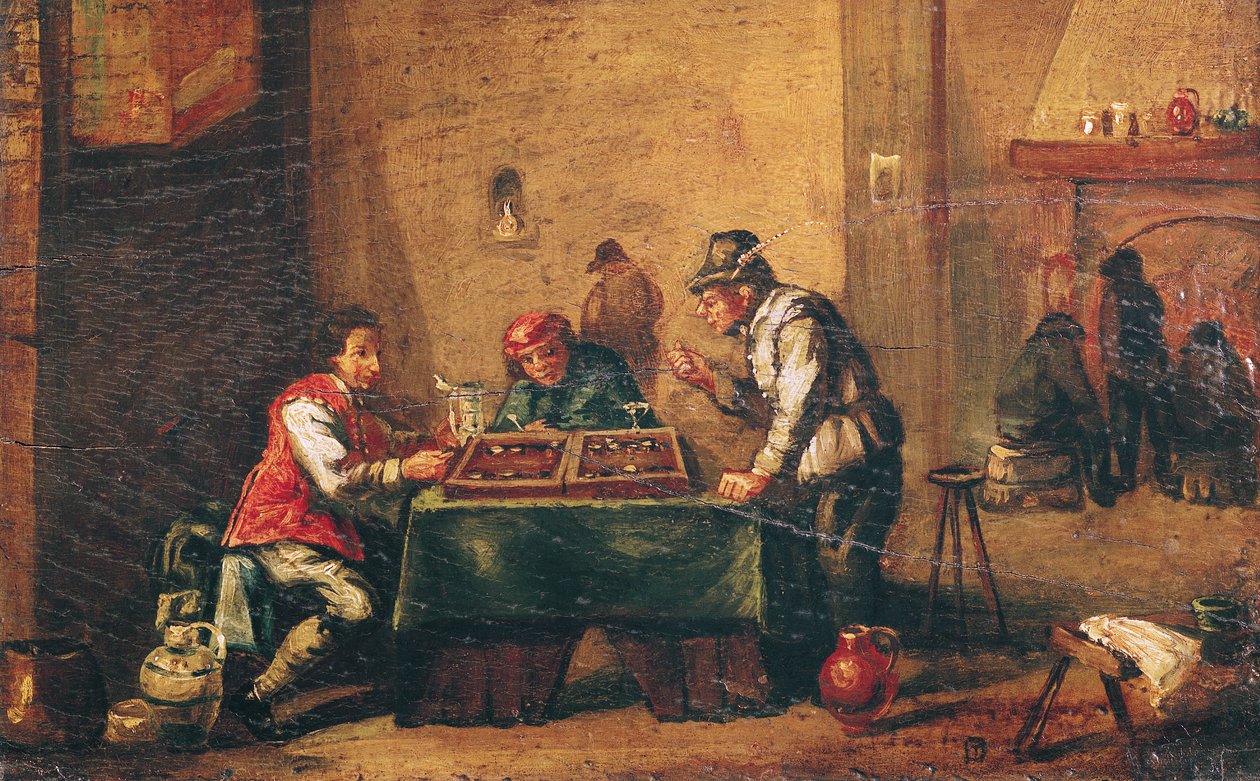 Homens jogando gamão em uma taverna de David Teniers the Younger
