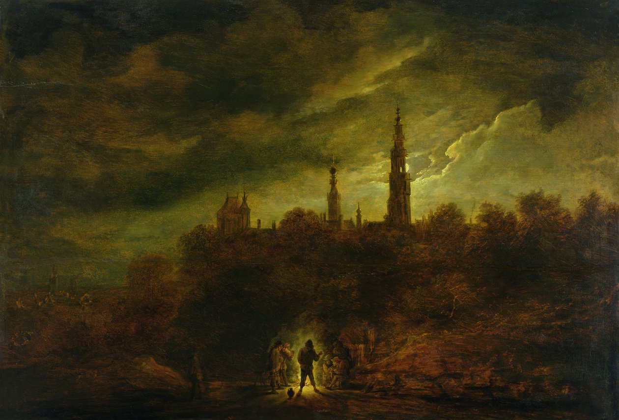 Paisagem ao luar de David Teniers the Younger