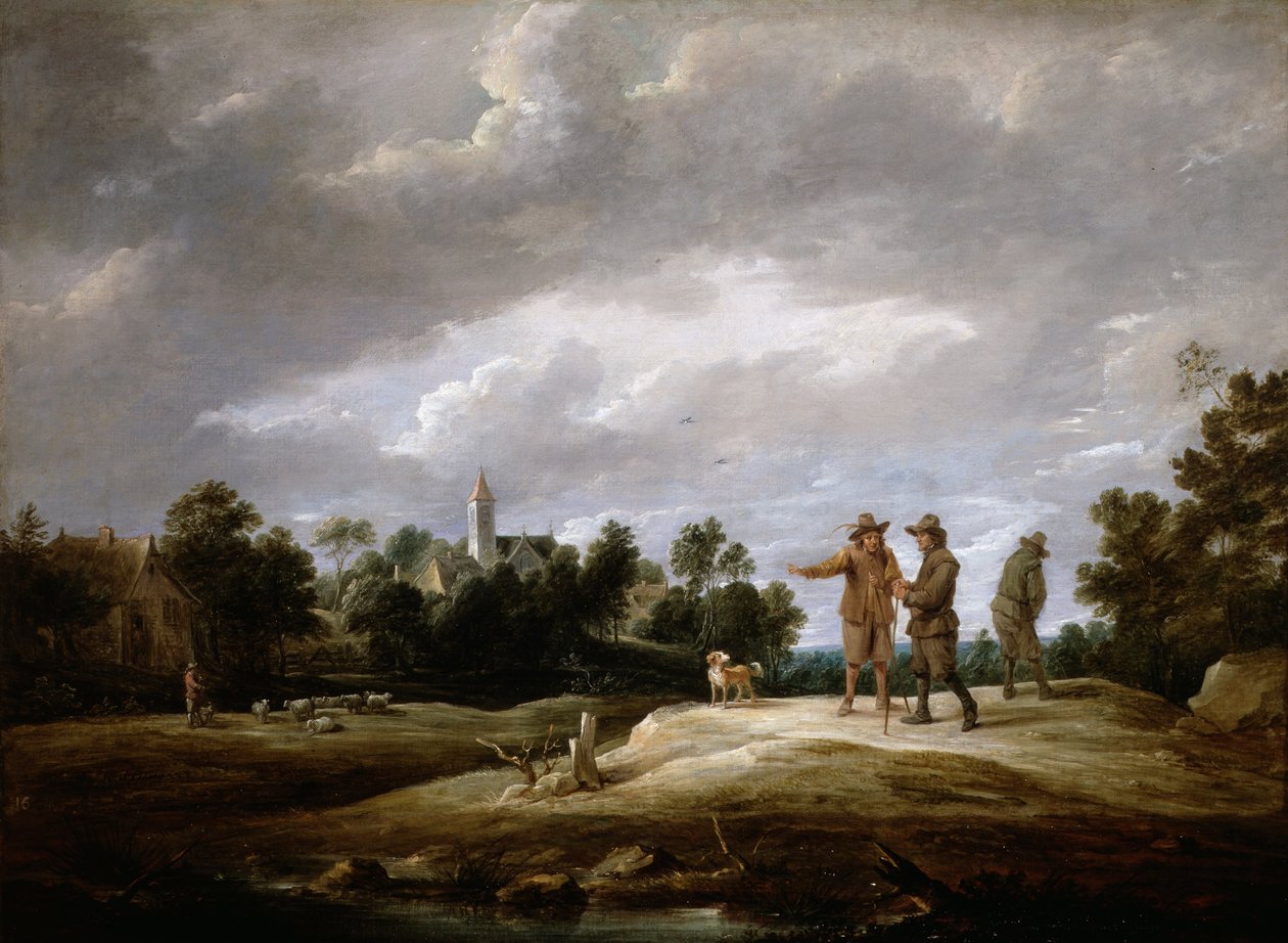 Camponeses conversando de David Teniers the Younger