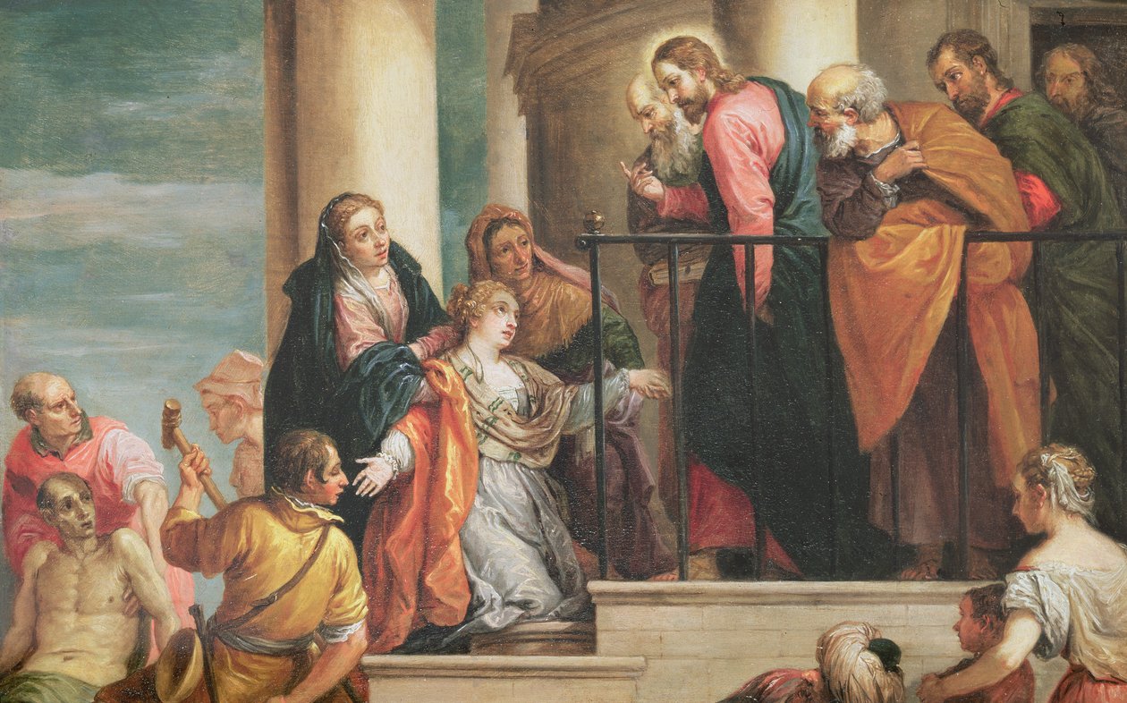 Aumento do filho da viúva de Nain, 1651-56, cópia da pintura de Veronese (painel) de David Teniers the Younger
