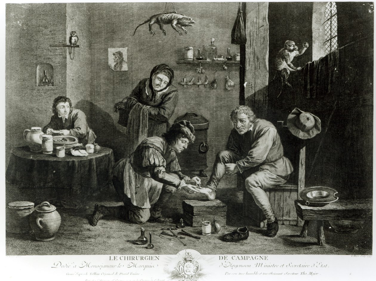 O cirurgião do país, gravado por Thomas Major (1714-99) 1747 de David Teniers the Younger