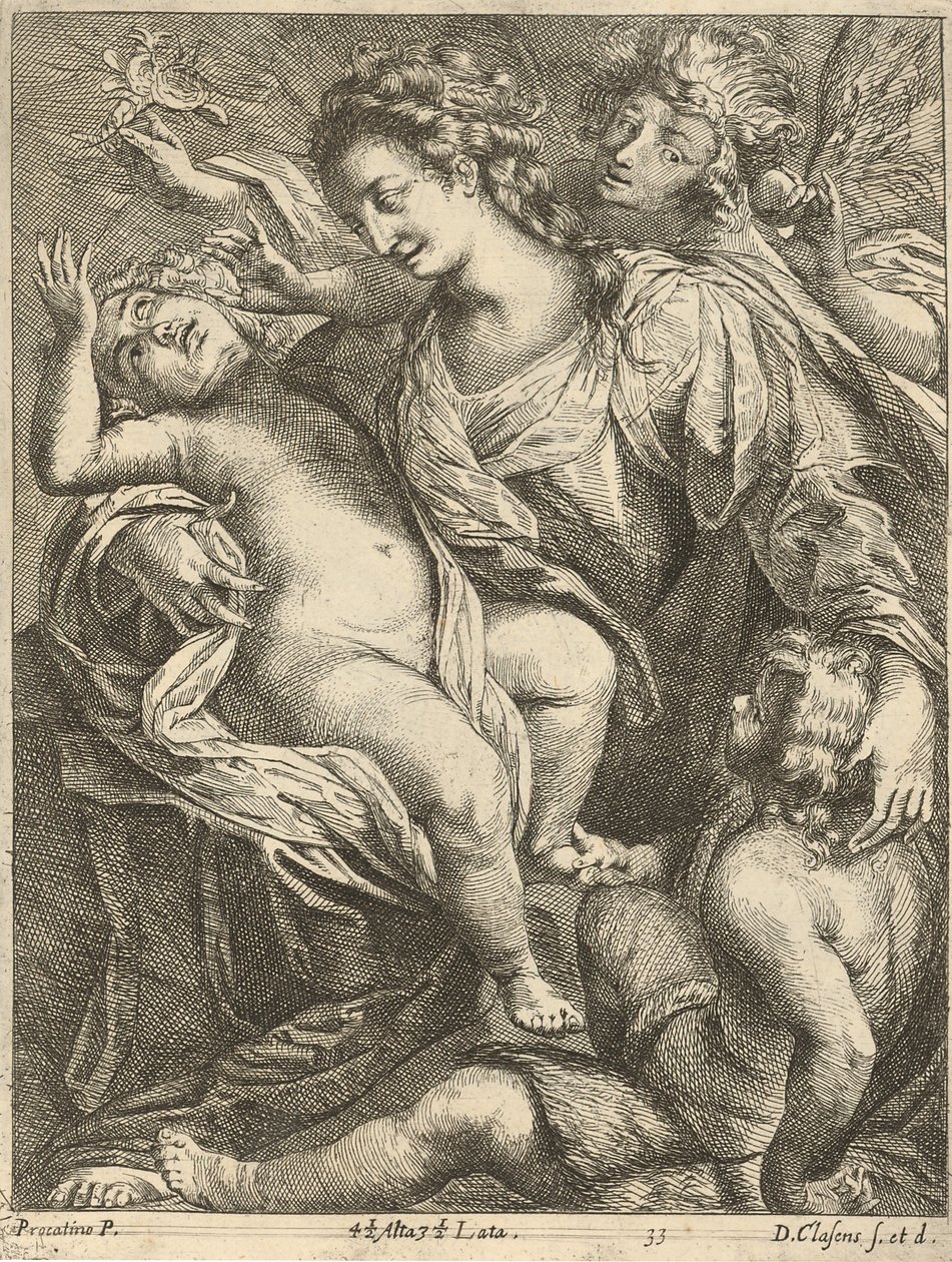 Virgem e Criança acompanhada por São João e um Anjo de David Teniers the Younger