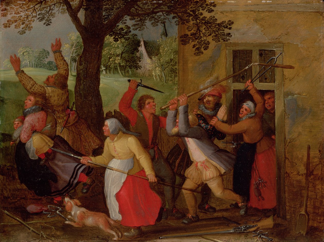 Brawl Pub Country (painel) de David Vinckboons