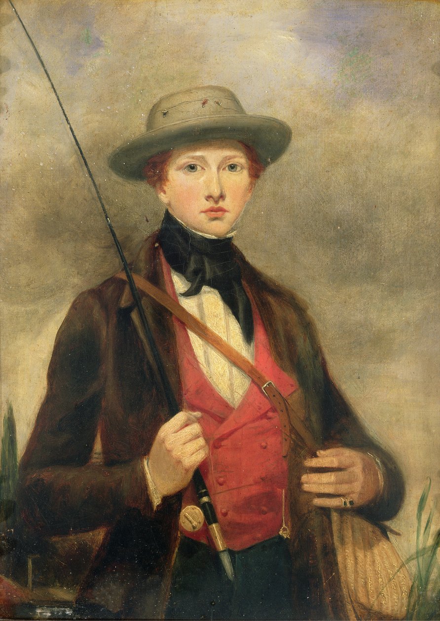 Menino, com, um, cana de pesca de David Wilkie