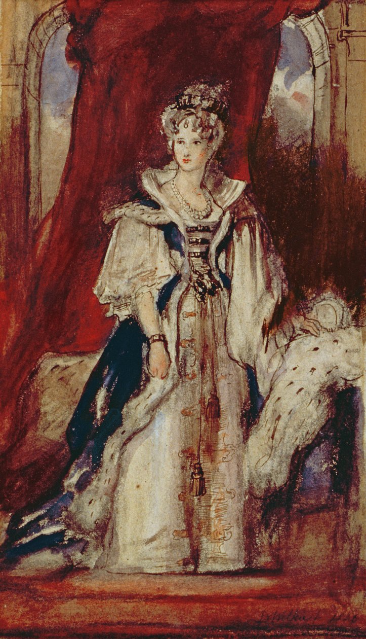 Rainha Adelaide (1792-1849) 1836 (caneta e wc no papel) de David Wilkie