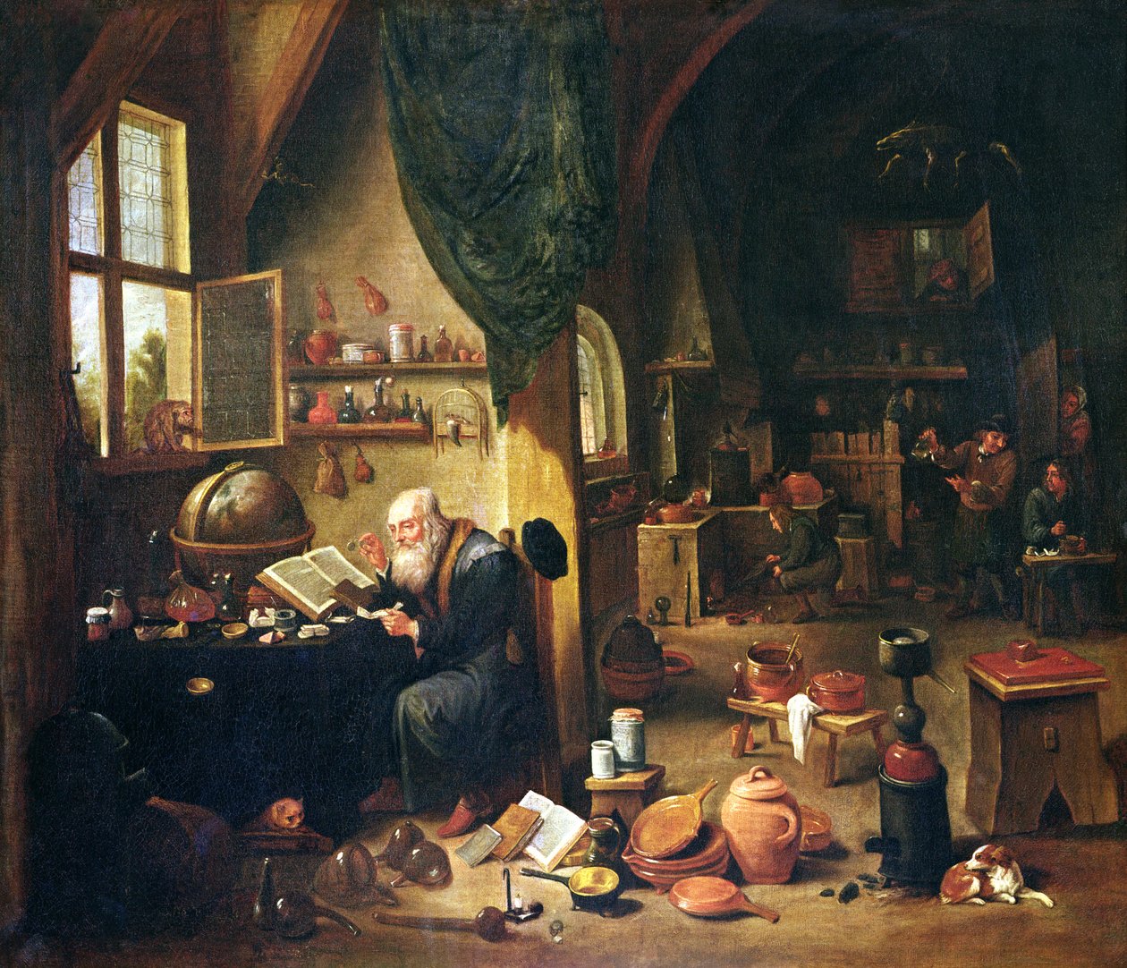 Um Alquimista na sua oficina de David Teniers the Younger